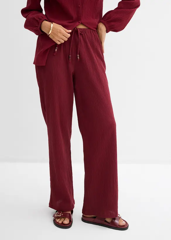Schlupfhose aus strukturiertem Crinkle in rot von vorne - bonprix Schlupfhose aus strukturiertem Crinkle in rot von vorne - bonprix