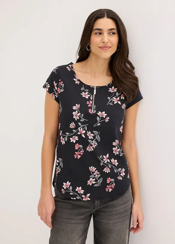 Tunika-Shirt aus Baumwoll-Mix in schwarz von vorne (im Anschnitt) - bonprix Tunika-Shirt aus Baumwoll-Mix in schwarz von vorne (im Anschnitt) - bonprix