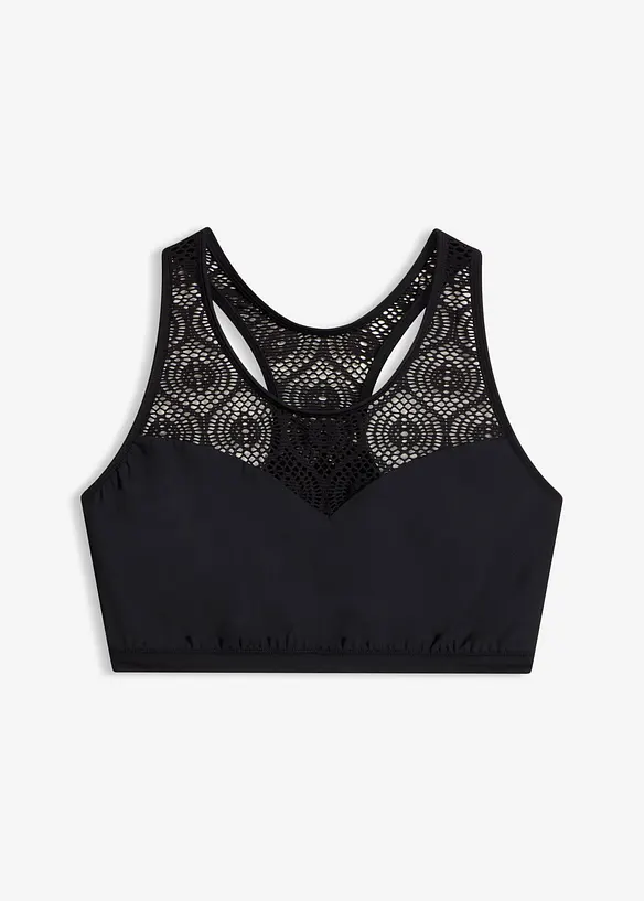 Bustier-Bikinioberteil mit Spitze in schwarz von vorne - bonprix