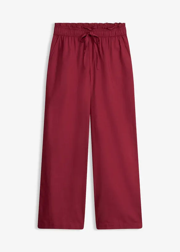 Palazzo-Hose aus luftigem Leinen-Mix in rot von vorne - bonprix Palazzo-Hose aus luftigem Leinen-Mix in rot von vorne - bonprix