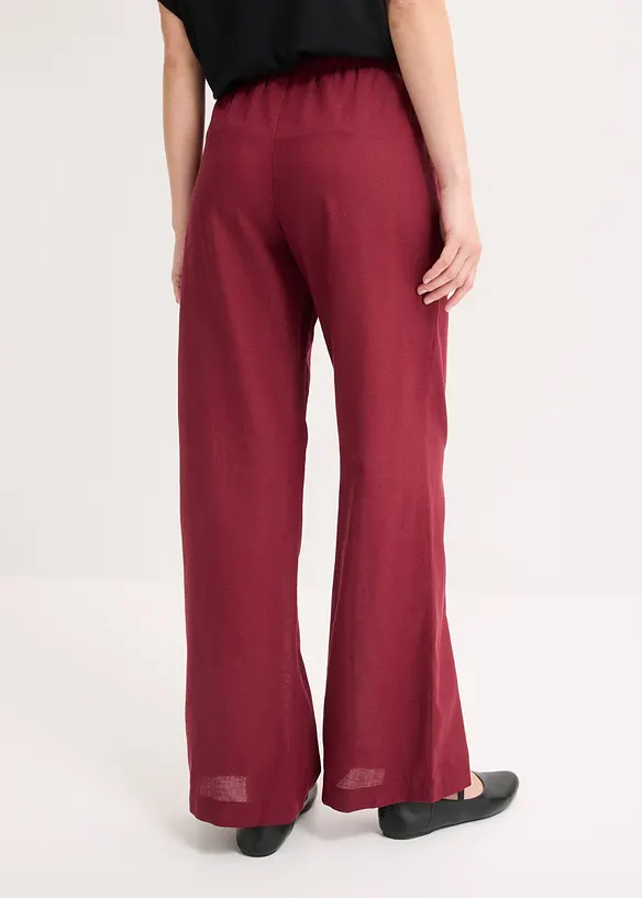 Palazzo-Hose aus luftigem Leinen-Mix in rot von hinten - bonprix Palazzo-Hose aus luftigem Leinen-Mix in rot von hinten - bonprix