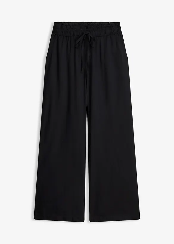Palazzo-Hose aus luftigem Leinen-Mix in schwarz von vorne - bonprix Palazzo-Hose aus luftigem Leinen-Mix in schwarz von vorne - bonprix