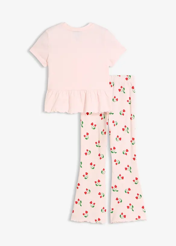 Shirt und ausgestellte Leggings (2-tlg.Set) in rosa von hinten - bonprix