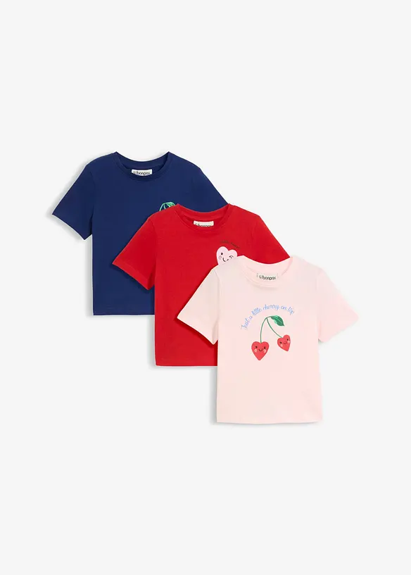 T-Shirt aus reiner Bio-Baumwolle (3er Pack) in rosa von vorne - bonprix T-Shirt aus reiner Bio-Baumwolle (3er Pack) in rosa von vorne - bonprix