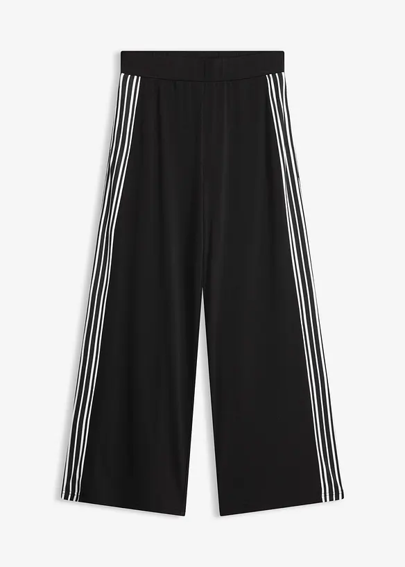 Jersey-Hose mit Seitenstreifen in schwarz von vorne - bonprix