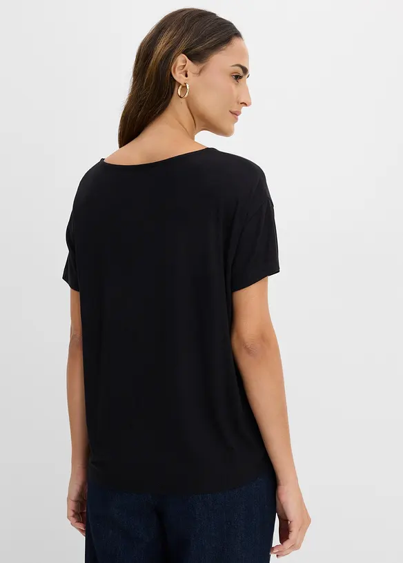 Shirt aus softem Viskose-Mix in schwarz von hinten (im Anschnitt) - bonprix