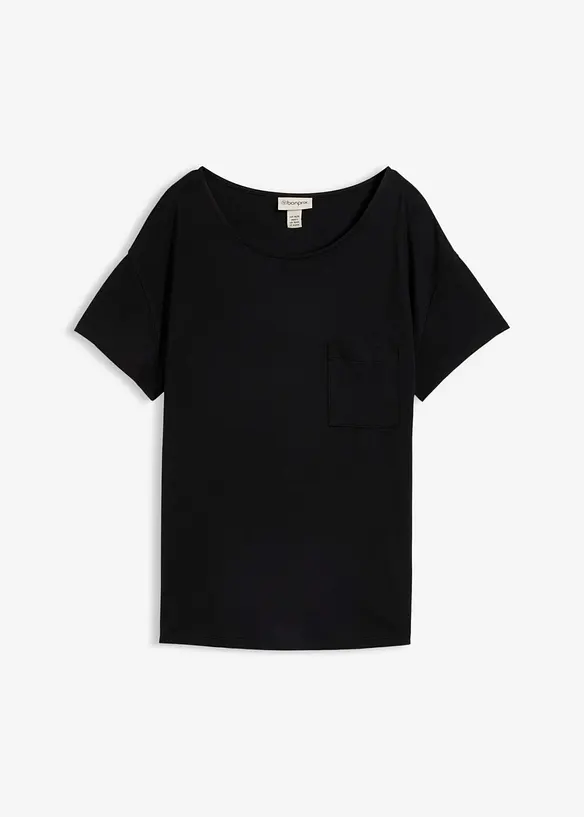 Shirt aus softem Viskose-Mix in schwarz von vorne - bonprix