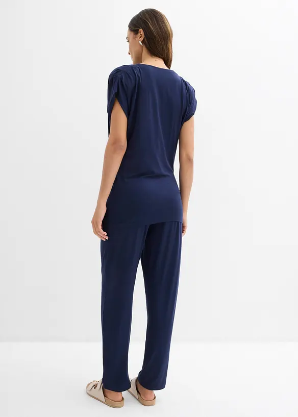 Shirt und Hose (2-tlg.Set)  aus Viskose-Mix in blau von hinten (Totalaufnahme) - bonprix