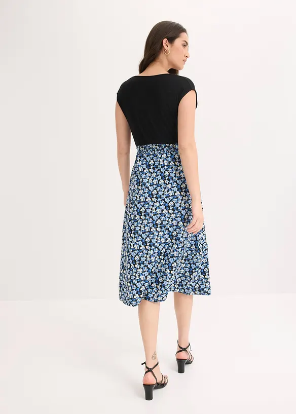 Midi-Jerseykleid aus Viskose-Mix in blau von hinten (Totalaufnahme) - bonprix Midi-Jerseykleid aus Viskose-Mix in blau von hinten (Totalaufnahme) - bonprix