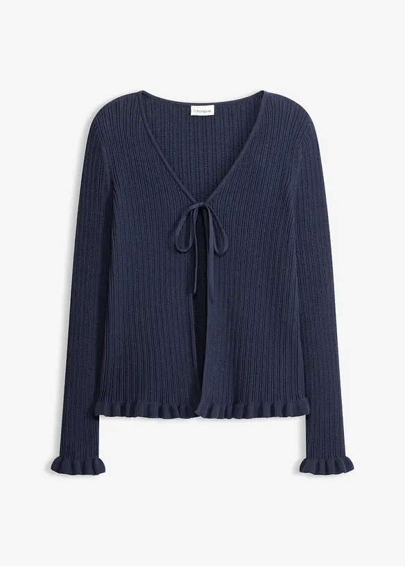 Feinstrickjacke aus Baumwoll-Mix in blau von vorne - bonprix Feinstrickjacke aus Baumwoll-Mix in blau von vorne - bonprix