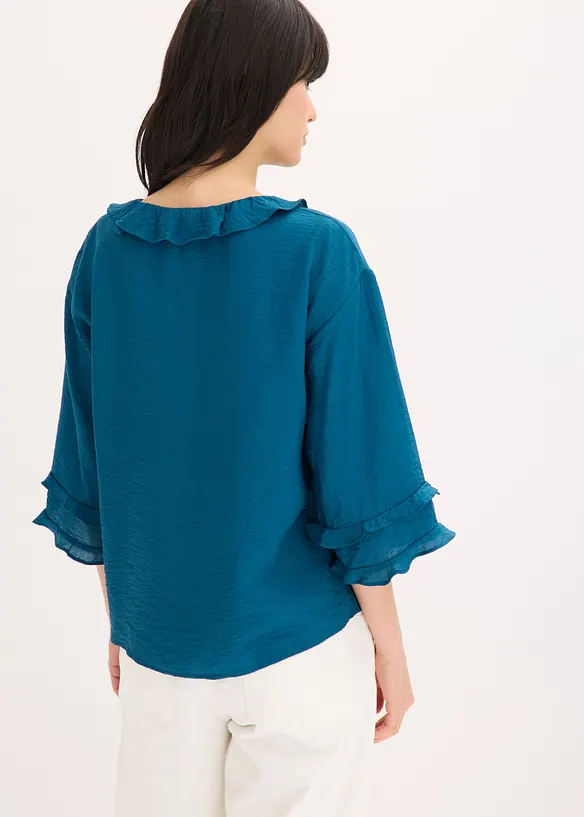 Boheme Bluse aus feinem Viskose-Mix in petrol von hinten (im Anschnitt) - bonprix Boheme Bluse aus feinem Viskose-Mix in petrol von hinten (im Anschnitt) - bonprix