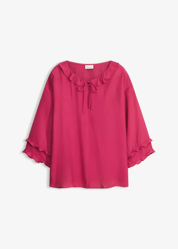 Boheme Bluse aus feinem Viskose-Mix in pink von vorne - bonprix Boheme Bluse aus feinem Viskose-Mix in pink von vorne - bonprix