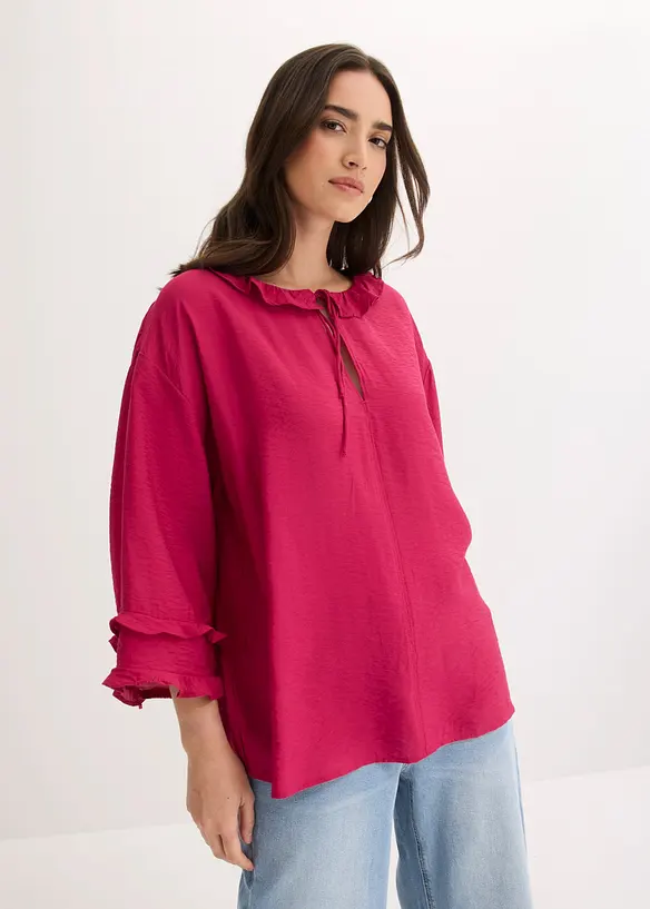 Boheme Bluse aus feinem Viskose-Mix in pink von vorne (im Anschnitt) - bonprix Boheme Bluse aus feinem Viskose-Mix in pink von vorne (im Anschnitt) - bonprix