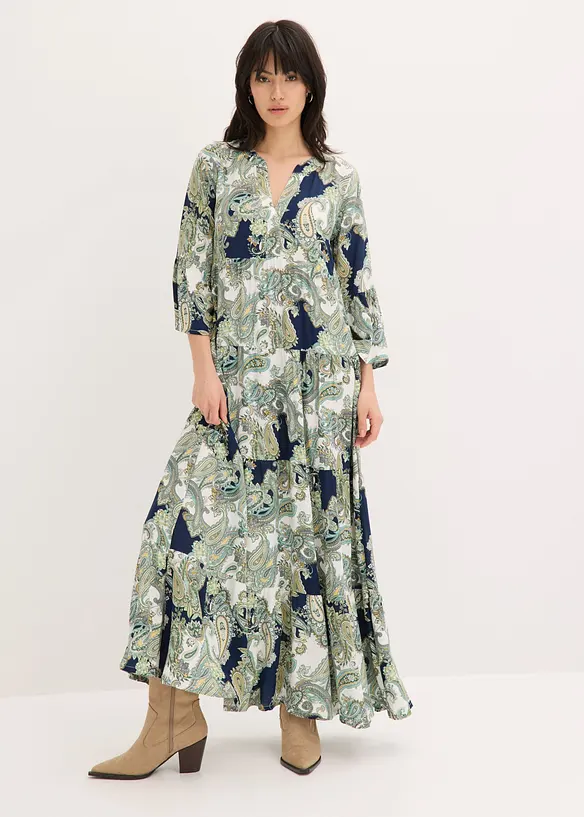 Tunika-Kleid aus fließender Viskose in blau von vorne (Totalaufnahme) - bonprix