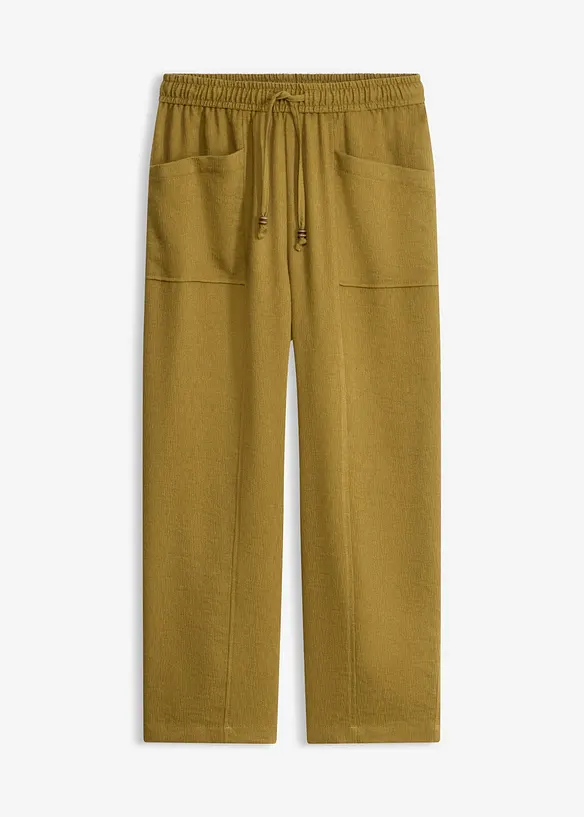 Lockere Hose aus strukturiertem Viskose-Mix in grün von vorne - bonprix Lockere Hose aus strukturiertem Viskose-Mix in grün von vorne - bonprix