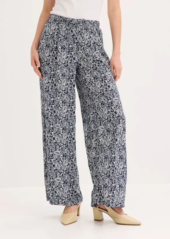 Schlupfhose aus feinem Viskose-Mix in blau von vorne - bonprix Schlupfhose aus feinem Viskose-Mix in blau von vorne - bonprix