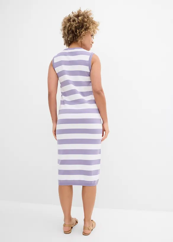 Strickkleid aus Baumwoll-Mix in lila von hinten (Totalaufnahme) - bonprix