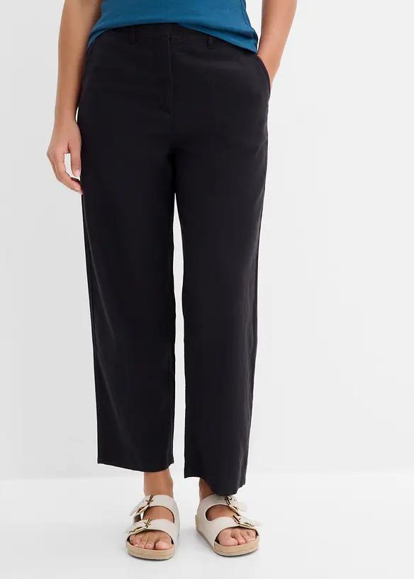 Barrel-Hose aus Viskose-Mix in schwarz von vorne - bonprix Barrel-Hose aus Viskose-Mix in schwarz von vorne - bonprix