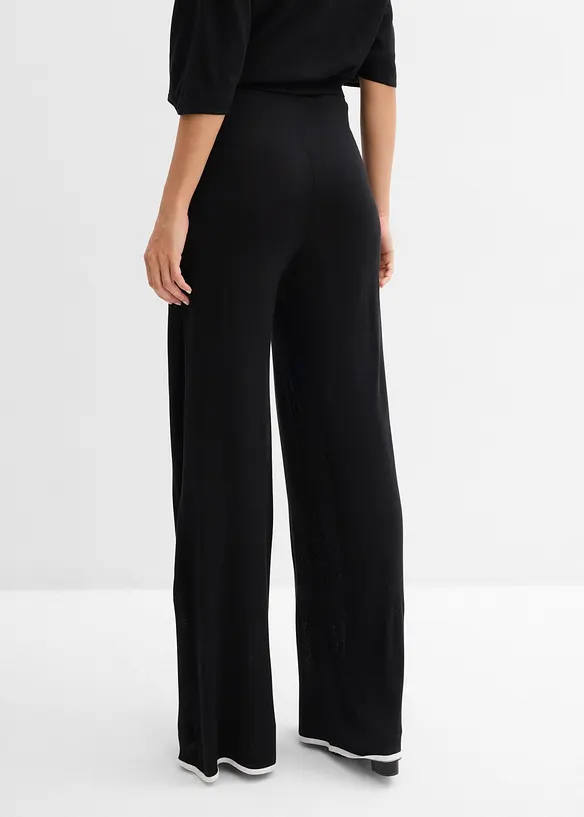 Feine Strickhose aus Viskose-Mix in schwarz von hinten - bonprix