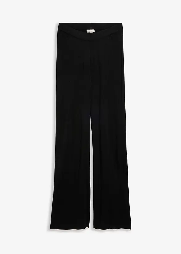 Feine Strickhose aus Viskose-Mix in schwarz von vorne - bonprix