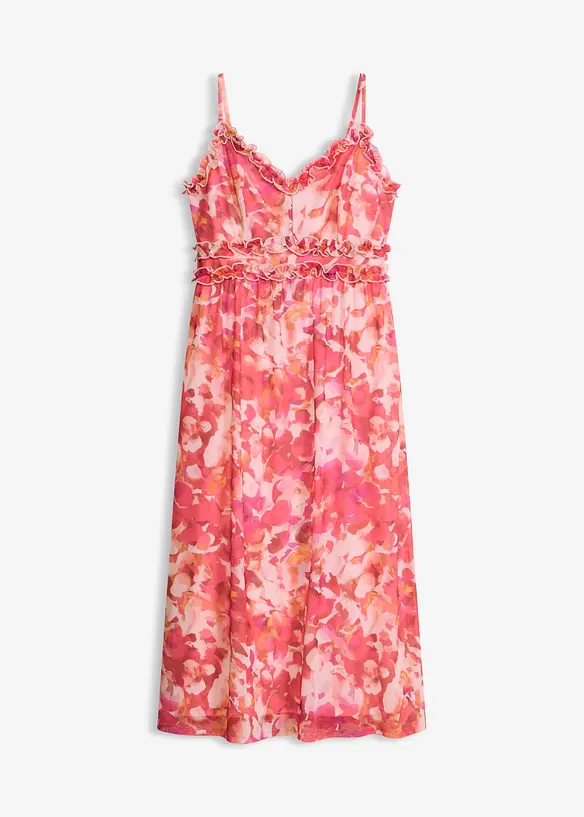 Trägerkleid aus softem Mesh in pink von vorne - bonprix