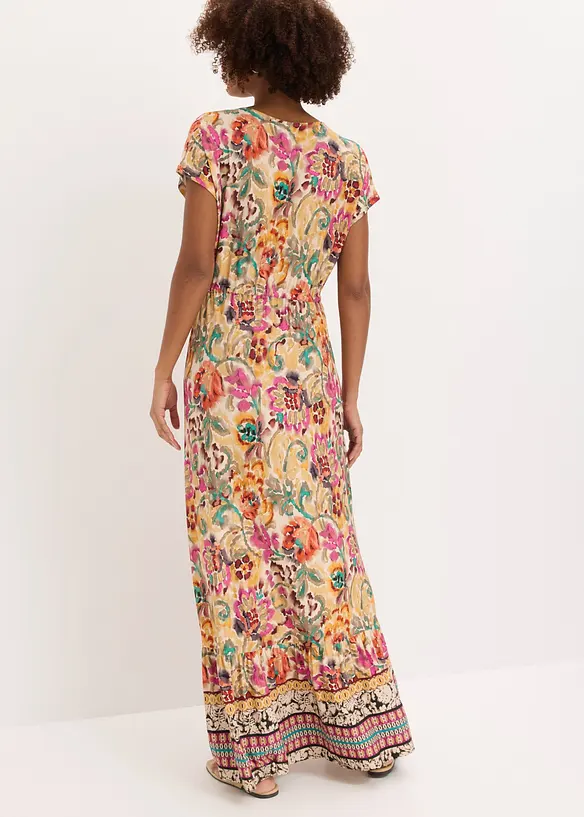 Jerseykleid aus softem Vikose-Mix in beige von hinten (Totalaufnahme) - bonprix Jerseykleid aus softem Vikose-Mix in beige von hinten (Totalaufnahme) - bonprix