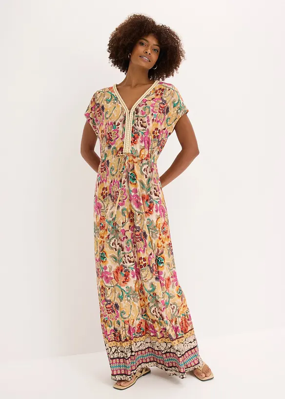 Jerseykleid aus softem Vikose-Mix in beige von vorne (Totalaufnahme) - bonprix Jerseykleid aus softem Vikose-Mix in beige von vorne (Totalaufnahme) - bonprix