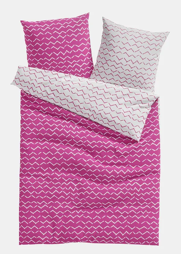 Wendbare Baumwollmix-Bettwäsche in pink von vorne - bonprix