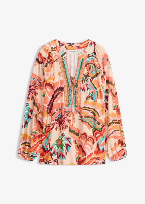 Shirtbluse mit dekorativem Bindeband in orange von vorne - bonprix Shirtbluse mit dekorativem Bindeband in orange von vorne - bonprix