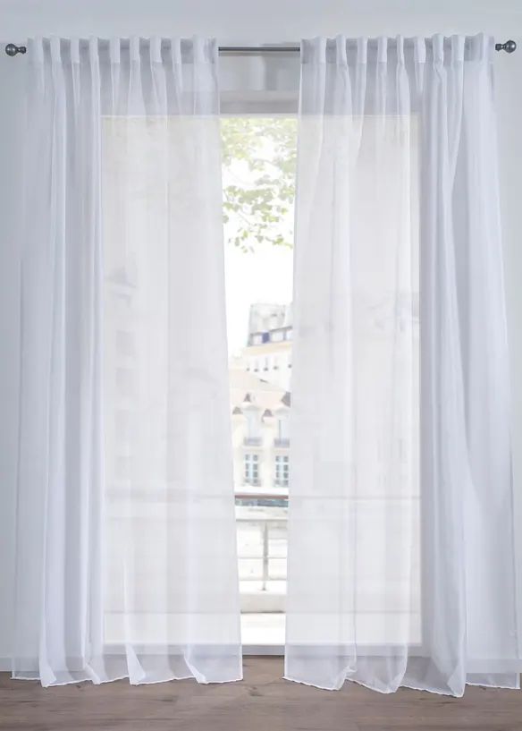 Transparente Gardine aus feinem Voile, in extra lang und breit (1er Pack) in weiß - bonprix