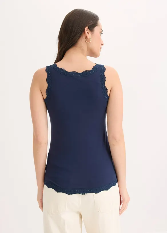 Top aus softem Viskose-Mix (2er-Pack) in blau von hinten (im Anschnitt) - bonprix