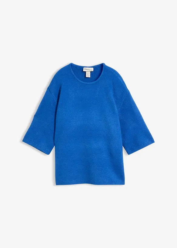 Oversize-Pullover in blau von vorne - bonprix