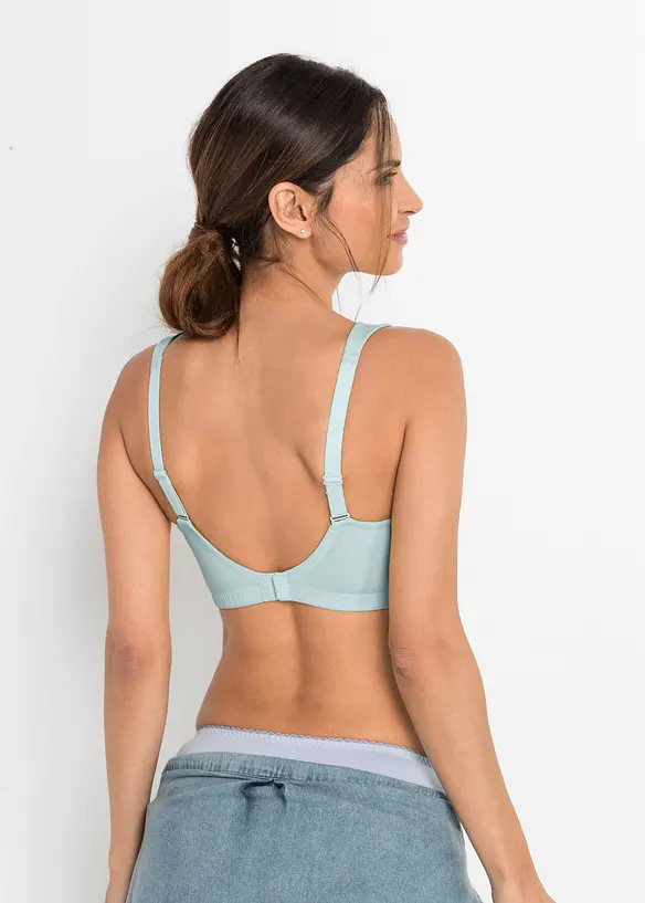 BH ohne Bügel mit Bio-Baumwolle (2er Pack) in blau von hinten (im Anschnitt) - bonprix