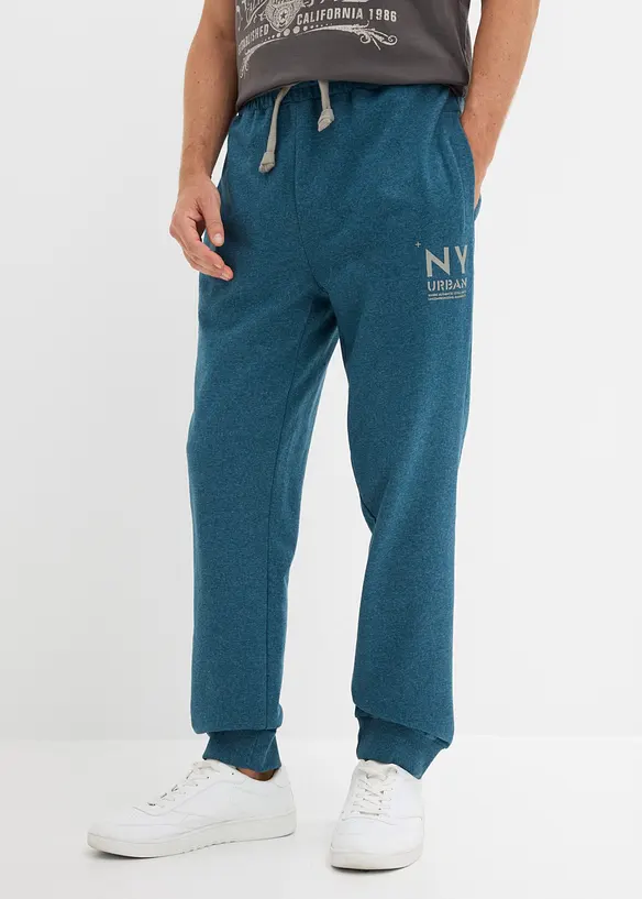 Jogginghose mit Kontrastdetails in petrol von vorne - bonprix
