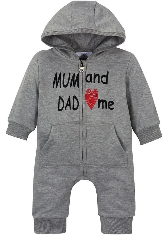Sweat-Overall in grau von vorne - bonprix