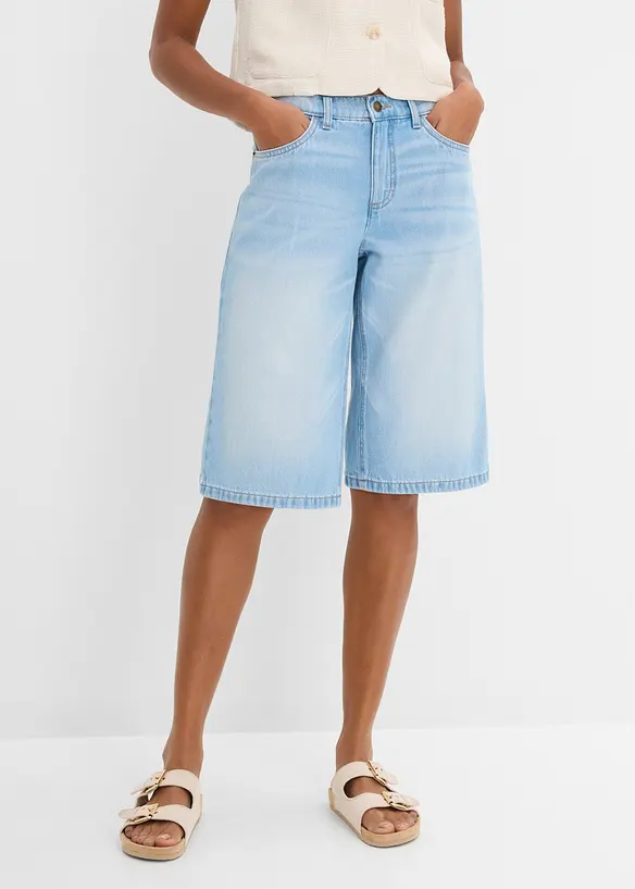 Leichte Jeans-Bermuda Mid Waist in blau von vorne - bonprix Leichte Jeans-Bermuda Mid Waist in blau von vorne - bonprix