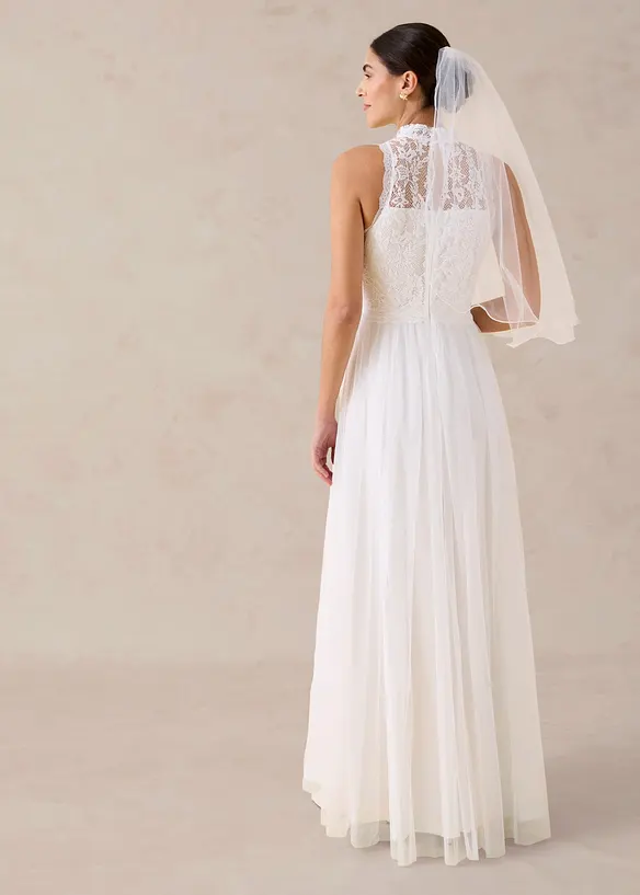 Brautkleid aus Tüll und Spitze in weiß von hinten (Totalaufnahme) - bonprix
