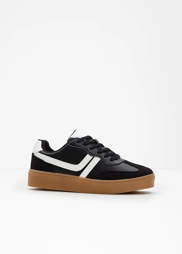 Plateau-Sneaker im Retrolook in schwarz - bonprix