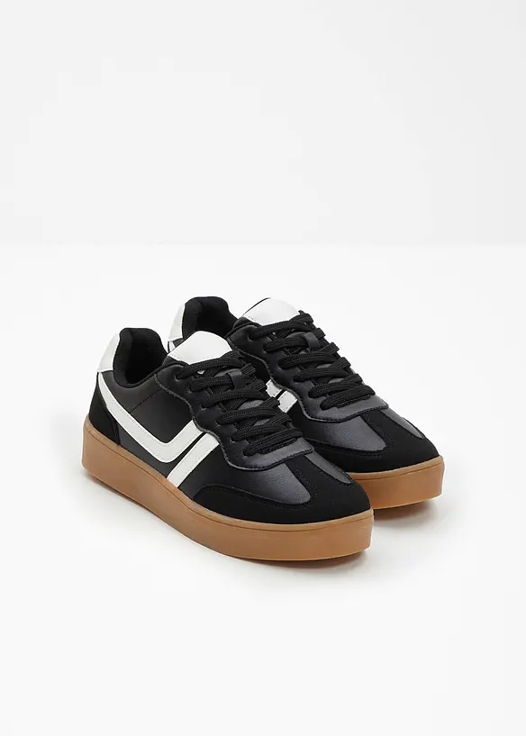 Plateau-Sneaker im Retrolook in schwarz - bonprix