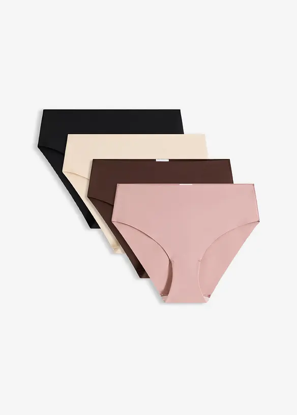 Maxipanty ohne sichtbare Abdrücke aus Microfaser (4er Pack) in schwarz von vorne - bonprix