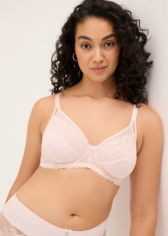 Minimizer-BH mit zarter Spitze in rosa von vorne (im Anschnitt) - bonprix