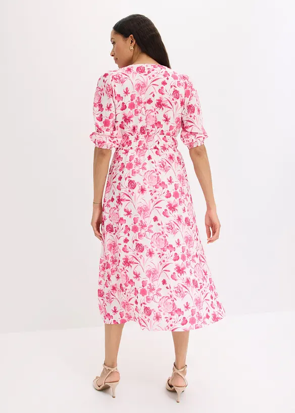 Midikleid aus Viskose-Mix in pink von hinten (Totalaufnahme) - bonprix