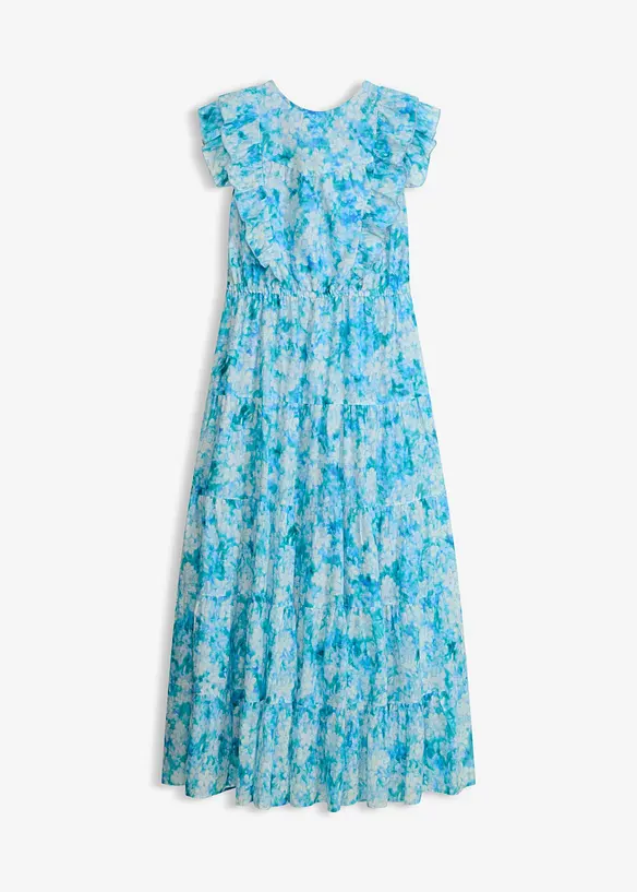 Maxikleid aus reiner Baumwolle in blau von vorne - bonprix
