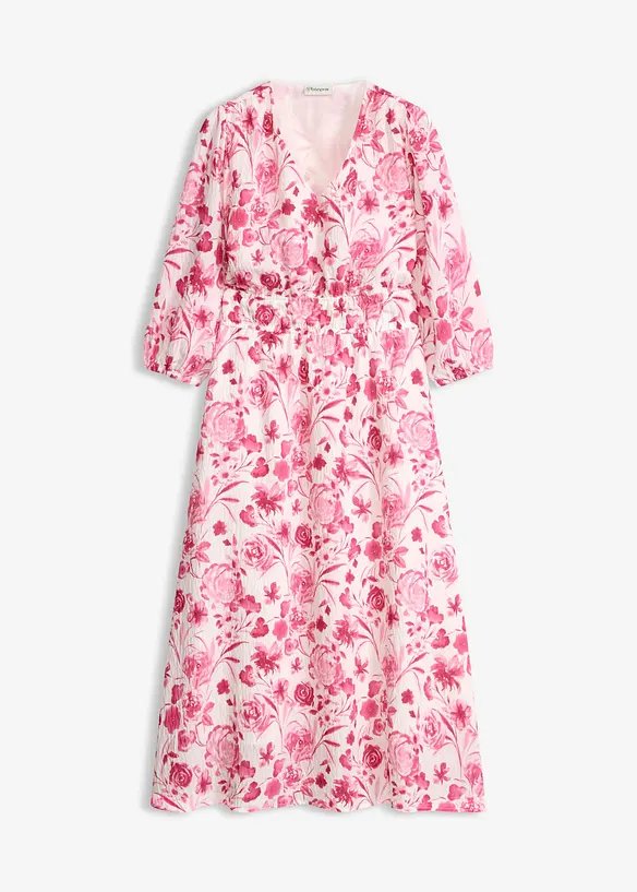 Midikleid aus Viskose-Mix in pink von vorne - bonprix