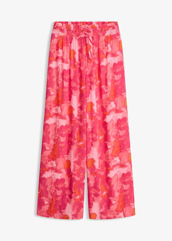 Strandhose aus strukturierter Viskose in pink von vorne - bonprix Strandhose aus strukturierter Viskose in pink von vorne - bonprix