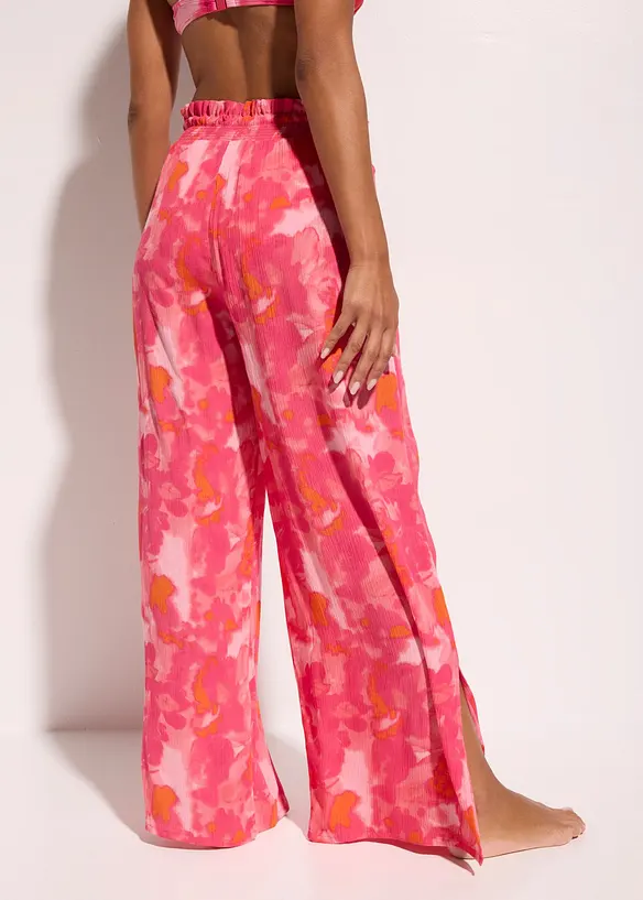 Strandhose aus strukturierter Viskose in pink von hinten - bonprix Strandhose aus strukturierter Viskose in pink von hinten - bonprix