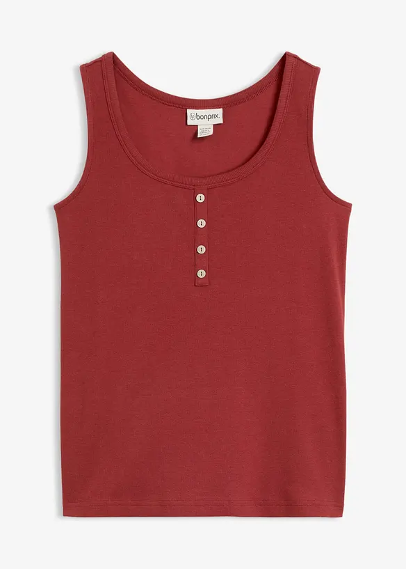 Hüftlanges Ripp-Top in rot von vorne - bonprix