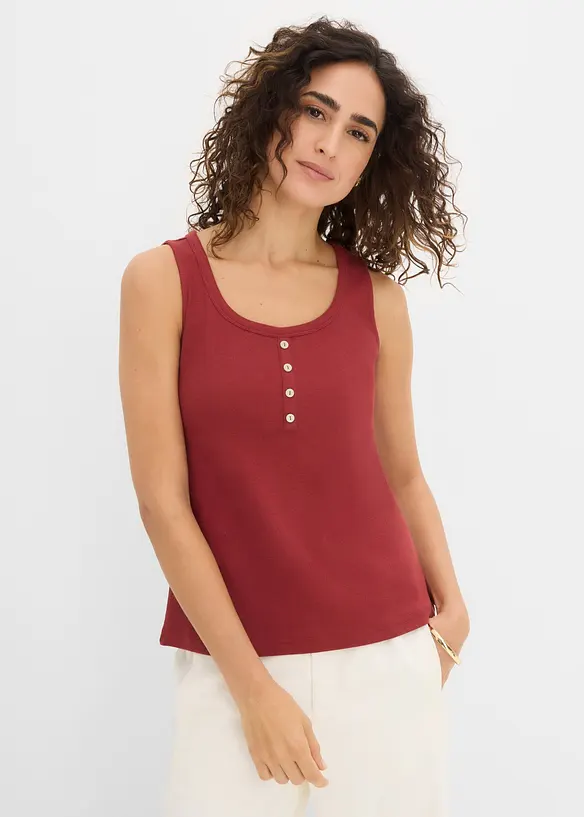 Hüftlanges Ripp-Top in rot von vorne (im Anschnitt) - bonprix