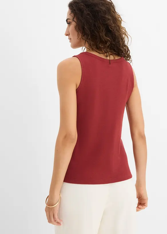 Hüftlanges Ripp-Top in rot von hinten (im Anschnitt) - bonprix