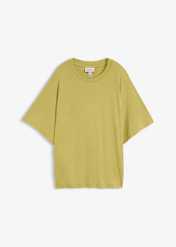 T-Shirt aus softem Viskose-Mix in grün von vorne - bonprix